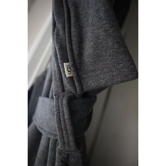 UGG Men's Sz L/XL Charcoal Heather Gray Leeland Hooded Cotton Blend Robe - Picture 10 of 15